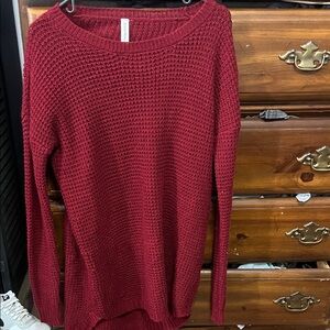 Zenana Outfitters Burgundy Crew Neck Sweater